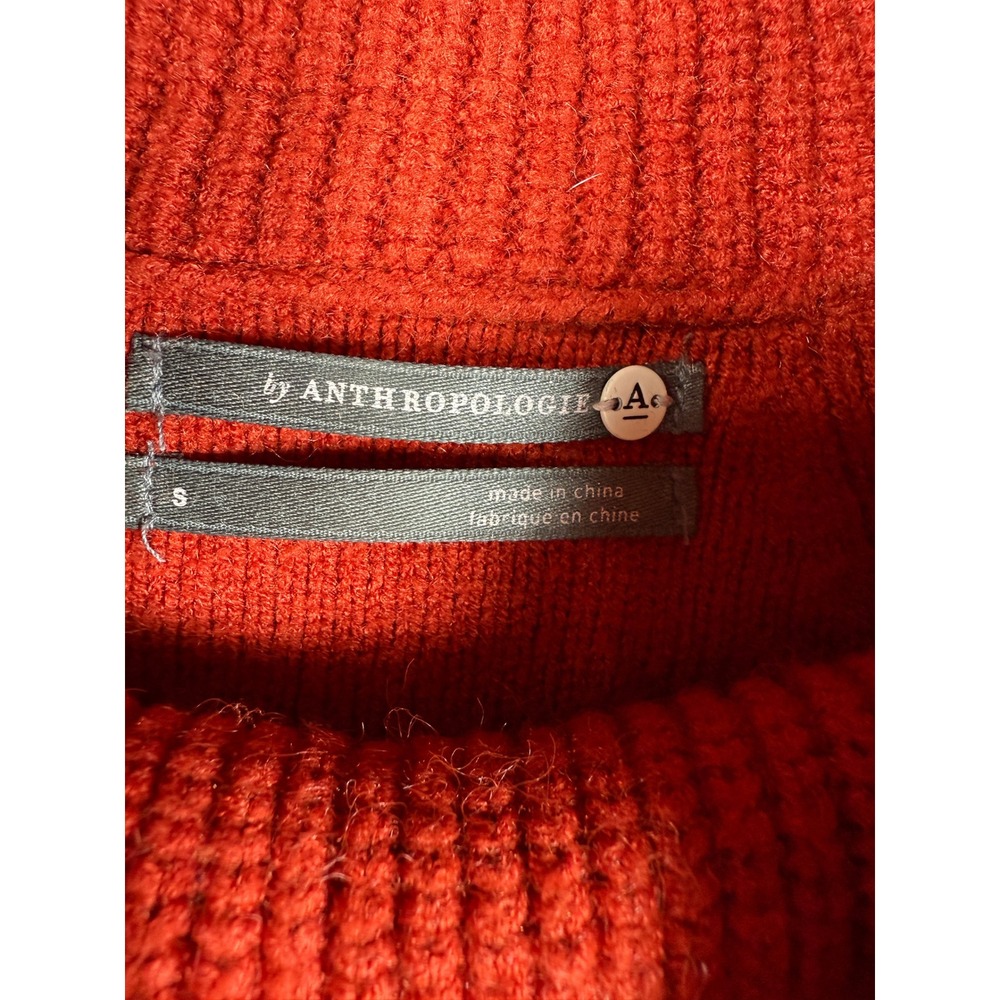 Anthropologie Cozy‎ Knit Cowl Neck Sweater Orange Lagenlook Pullover Size S - Picture 5 of 7